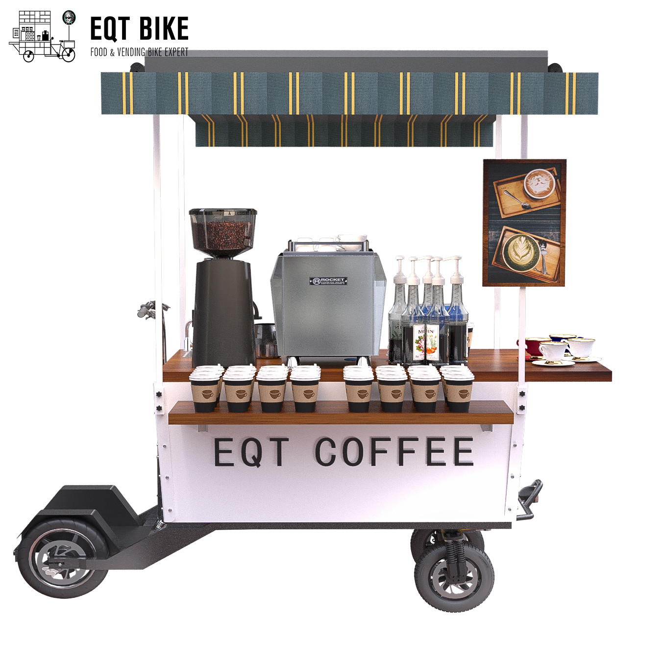 Cấu trúc hộp xe máy bán hàng tự động 18KM / H Xe đạp cà phê