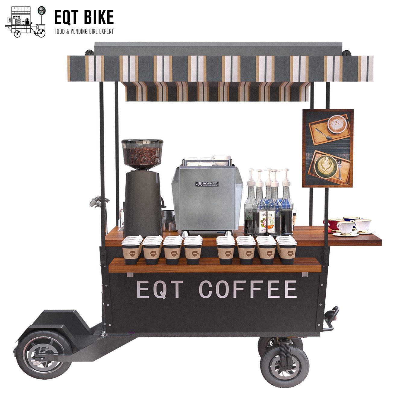 SS Tabletop Business Scooter Coffee Bike Cart Tải 300KG