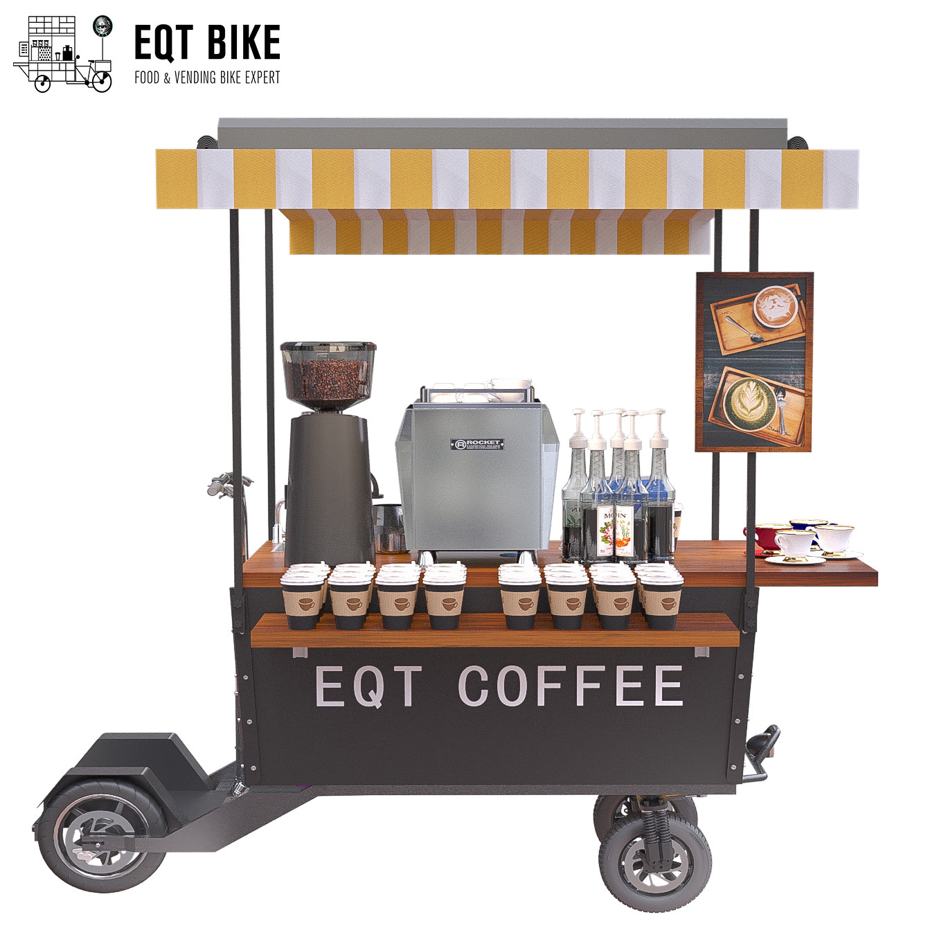 Xe cà phê di động đa năng Scooter EQT dành cho kinh doanh đường phố
